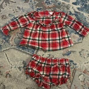 Cat & Jack Plaid Holiday Cotton Baby Dress W/ Matching Bloomers Size 3-6 Months